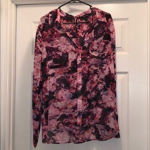 Multi shade purple longe sleeve blouse.